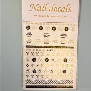 Designer Inspired Black & Gold Logo Nail Decals